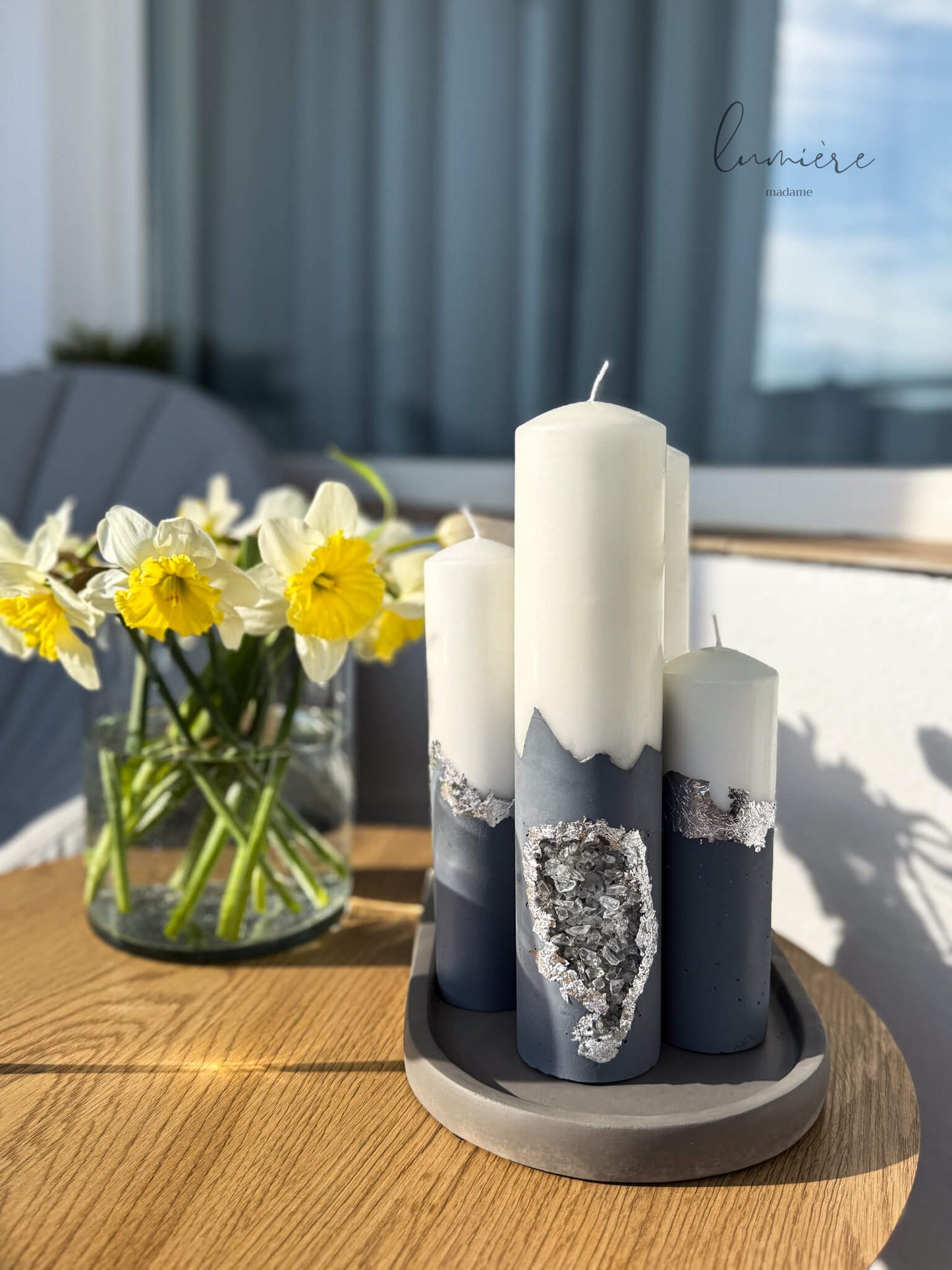 Lumânare de lux Fusion Gris Mystique – din ciment handmade