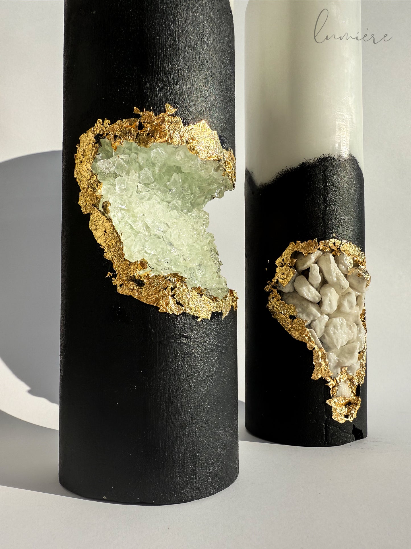 Crystal Noir Élégance Handmade Concrete Candle