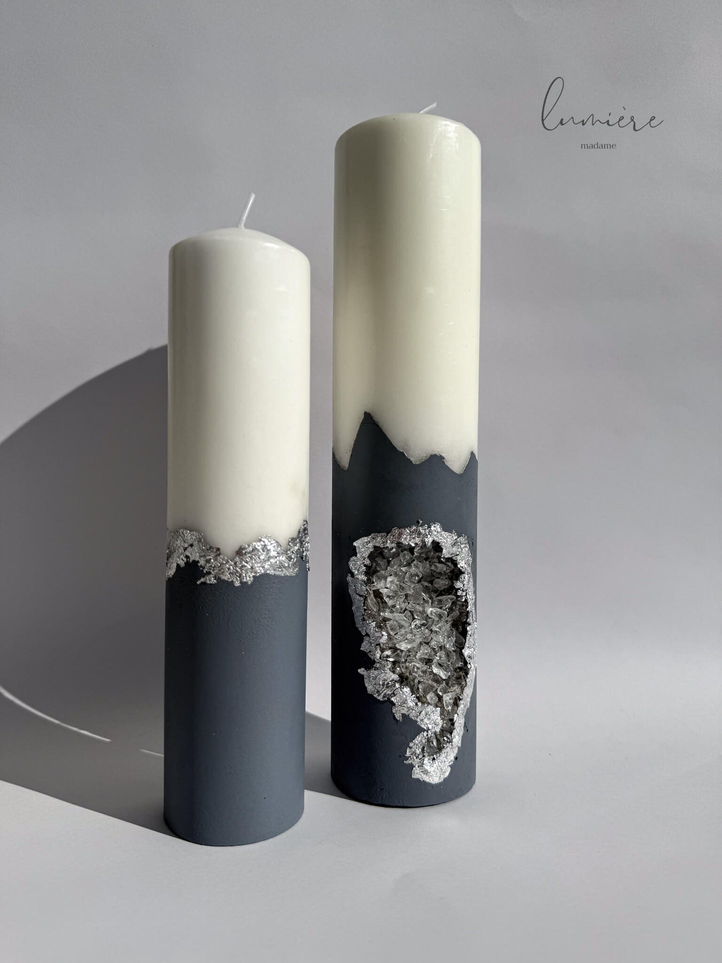 Lumânare de lux Éclat Gris Mystique – din ciment handmade