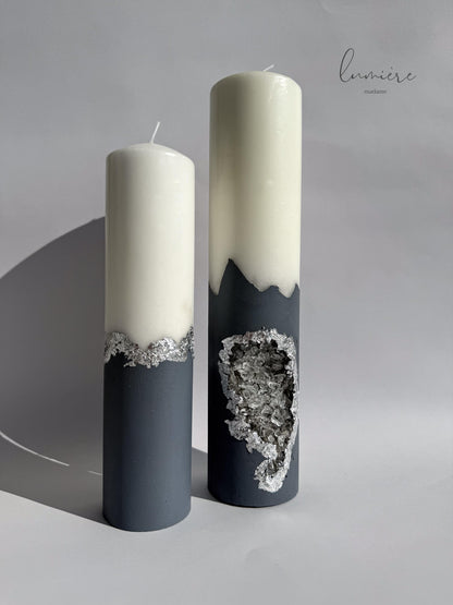 Lumânare de lux Éclat Gris Mystique – din ciment handmade