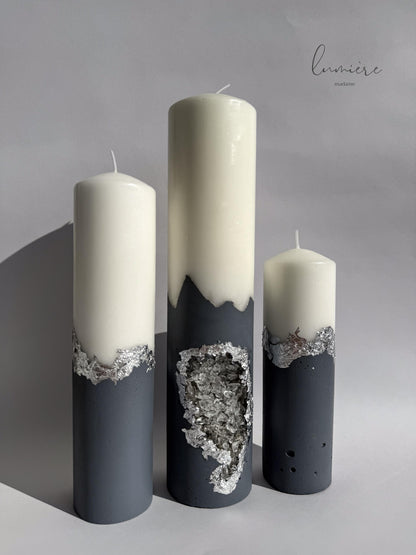 Lumânare de lux Fusion Gris Mystique – din ciment handmade