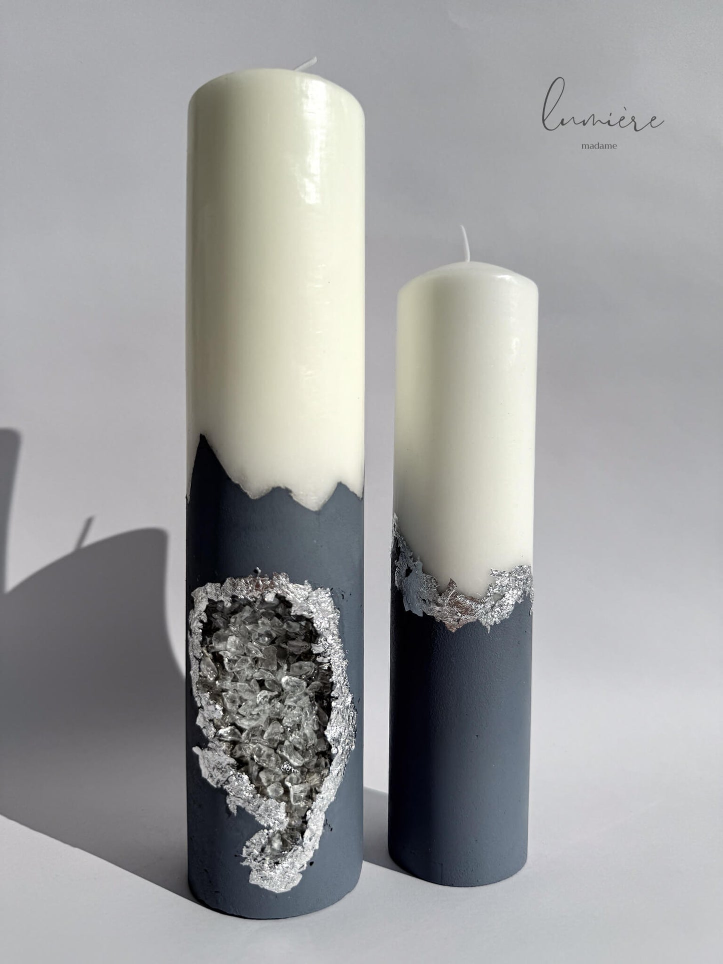 Lumânare de lux Éclat Gris Mystique – din ciment handmade