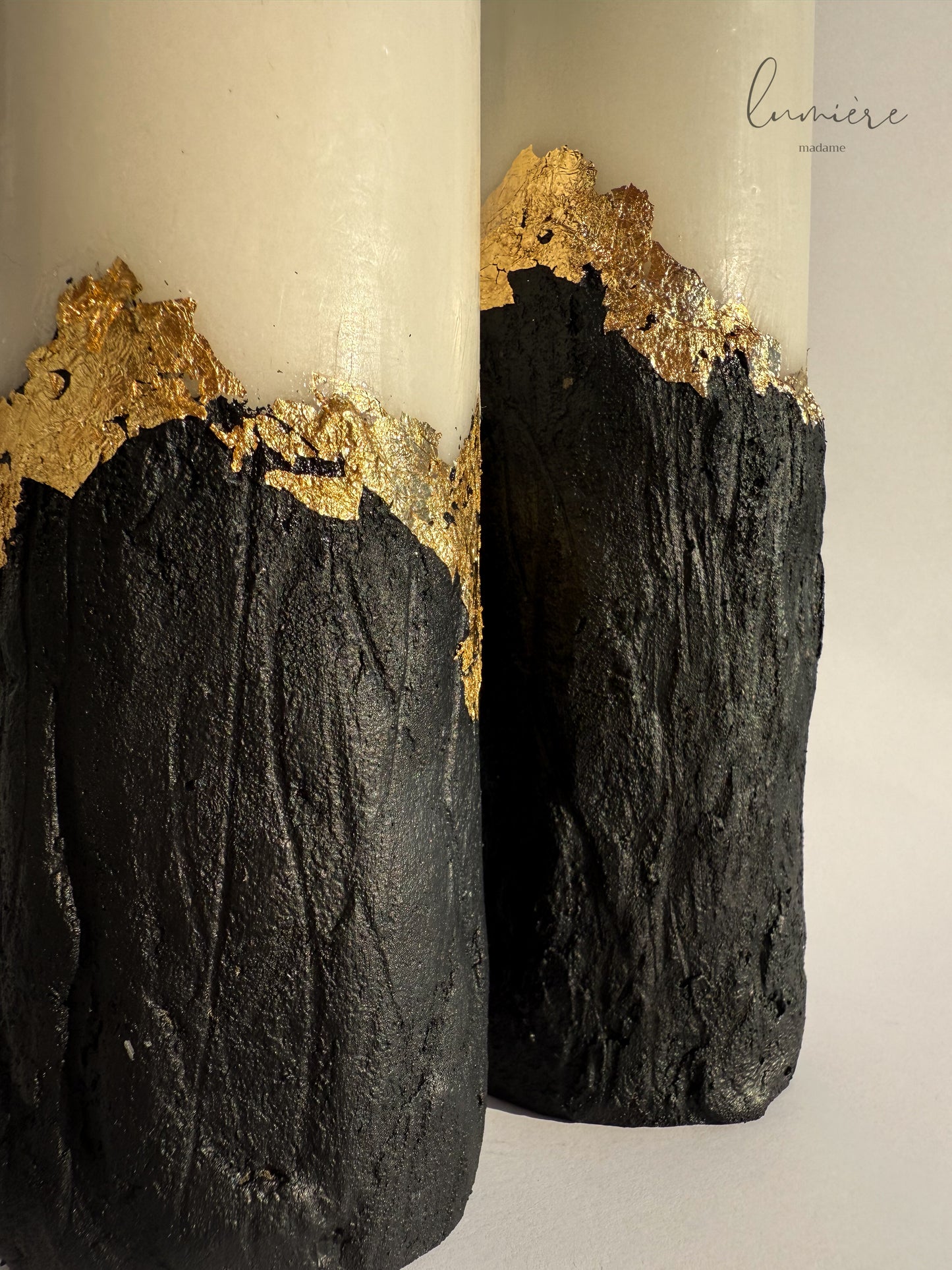 Set lumânări de lux Raw Noir Élégance – din ciment handmade