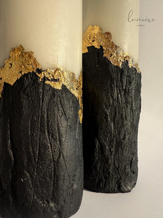 Set lumânări de lux Raw Noir Élégance – din ciment handmade