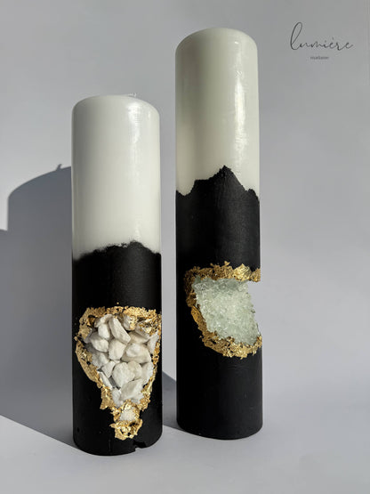 Lumânare de lux Crystal Noir Élégance – din ciment handmade