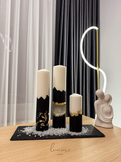 Lumânare de lux Crystal Noir Élégance – din ciment handmade