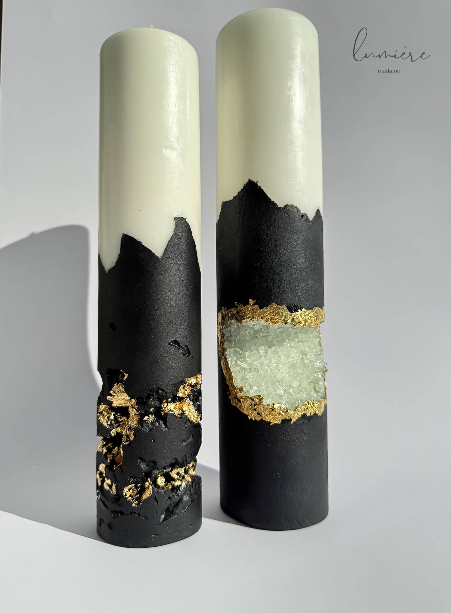 Lumânare de lux Crystal Noir Élégance – din ciment handmade
