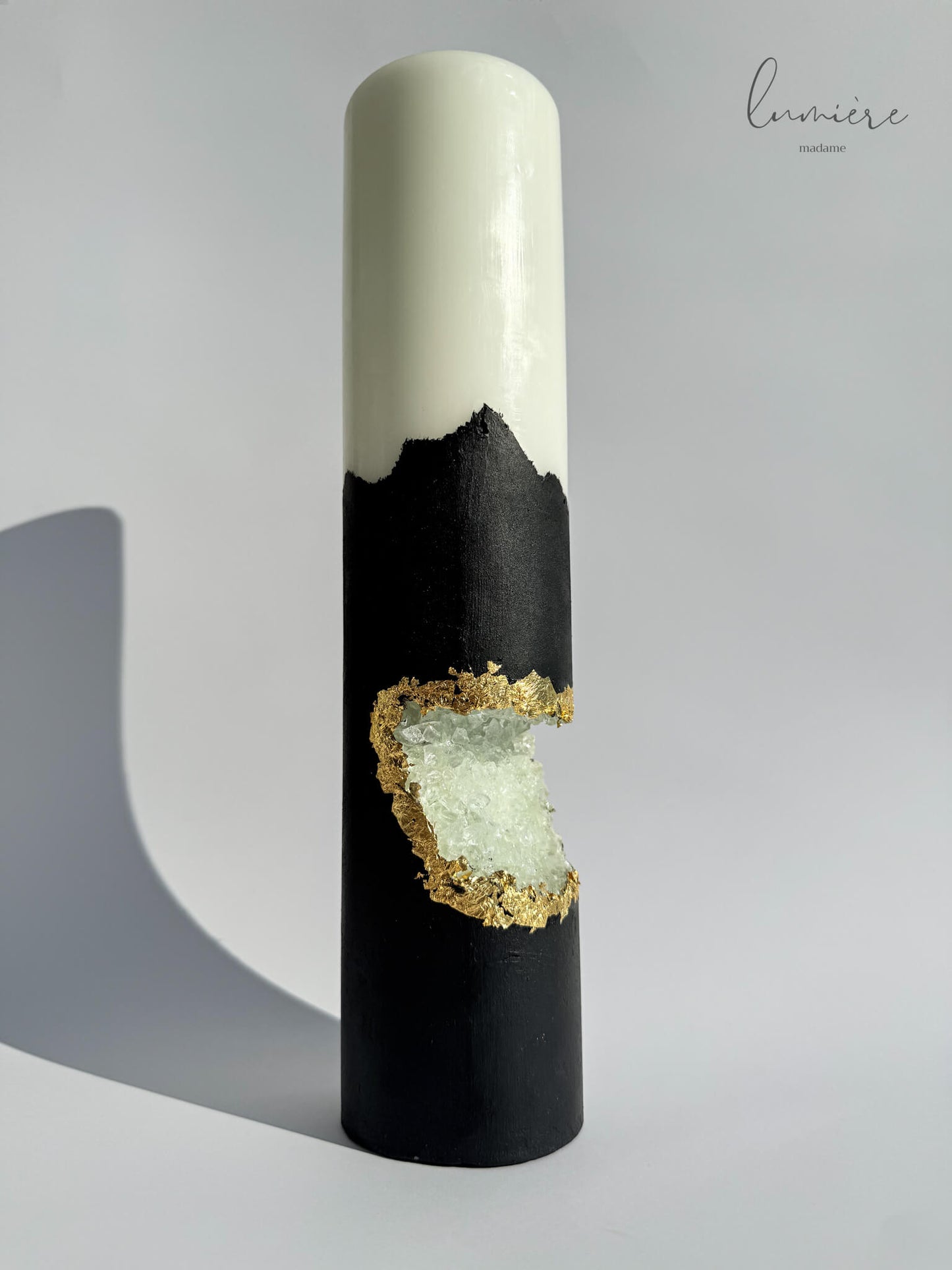 Lumânare de lux Crystal Noir Élégance – din ciment handmade