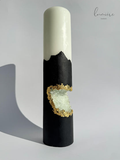 Lumânare de lux Crystal Noir Élégance – din ciment handmade