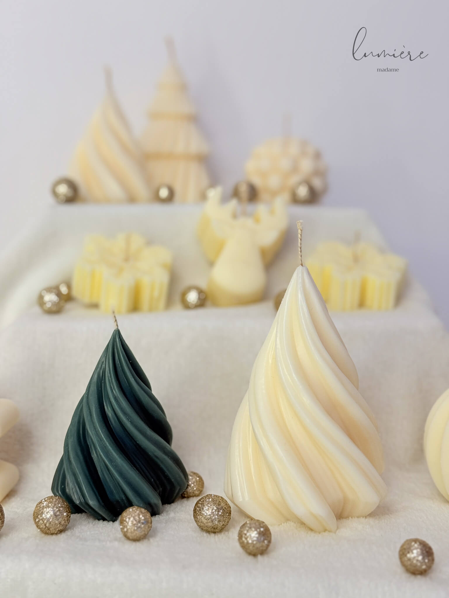 lumanare brad de craciun mare si mic verde din ceara de soia parfumata