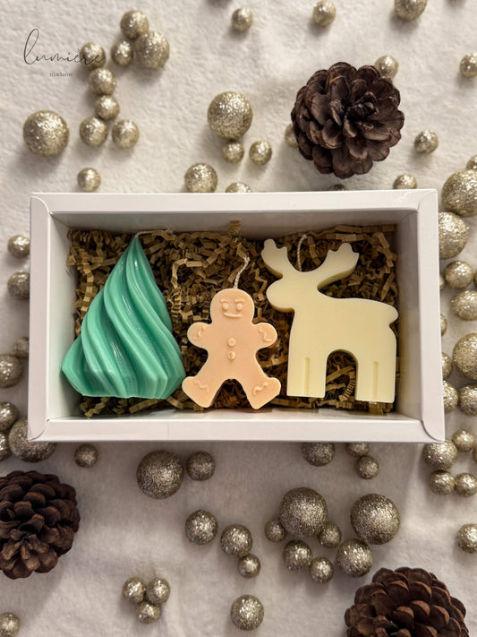 cutie cu set de lumanari de craciun din ceara de soia naturala cu parfum  